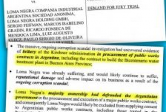 Loma Negra acusada en NY en caso de "Corrupci�n Masiva"