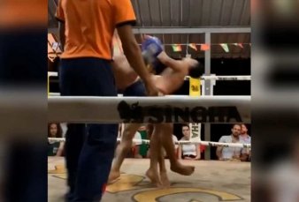 A lo Rocky: doble nocaut en una pelea de muay thai
