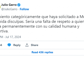 Piden echar a Julio Garro por exigir disculpas a Lionel Messi